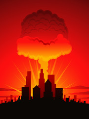 Fototapeta premium Mushroom cloud and city