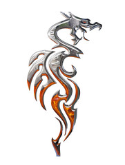 Illustration of a chrome dragon