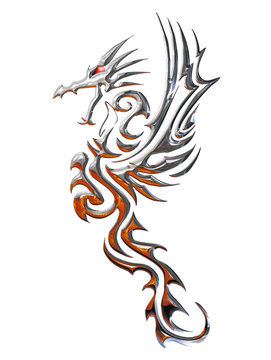Illustration of a chrome dragon