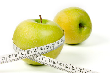 Green apple with tape