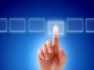 Hand pressing a button.