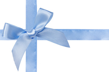 Blue satin ribbon with bow