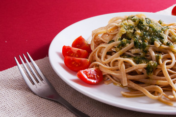 Pasta with pesto sauce