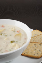 Creamy Cauliflower Soup with Crackers
