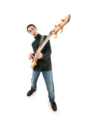 Guitar player isolated on the white background