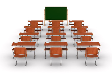 Classroom on white background. Isolated 3D image