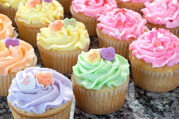 Rows of Pastel Cupcakes