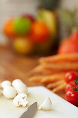 Champignons zerschneiden