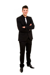 young business man full body isolated on white background