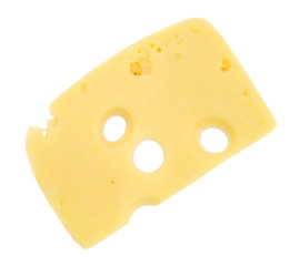 Slice of cheese isolated on white background