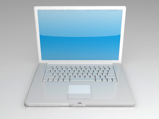 professional Laptop on gray background with reflection