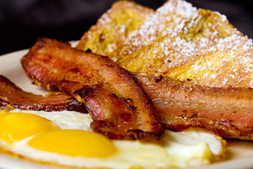 French Toast, Bacon and Eggs for Breakfast