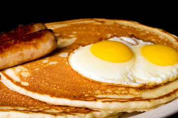 Pancakes and eggs at a diner