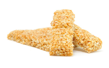 Honey-Sesame Bar Isolated on White Background