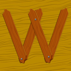 The stylized wooden letter. Vector illustration.