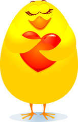 Pulcino con cuore rosso - Chick with red heart