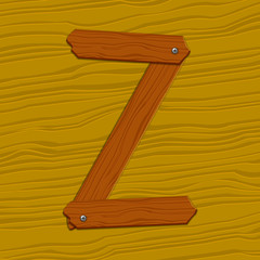 The stylized wooden letter. Vector illustration.