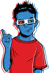 Young boy wearing 3D glasses - obrazy, fototapety, plakaty