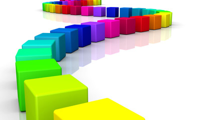 3D Würfel - Regenbogen Schlange 09