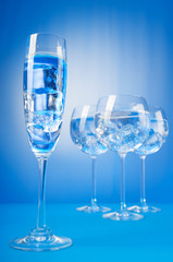 Water in the glass against gradient background