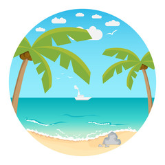 Beach.Summer background. Vector illustration.