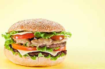 hamburger on yellow