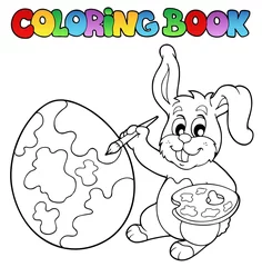 Photo sur Plexiglas Bricolage Livre de coloriage avec l& 39 artiste de lapin