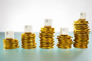 STOCK word on graph like coin stacks