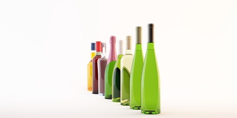 bottiglie di vino illustrazione 3d modificabile