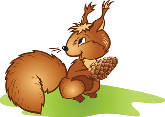squirrel with a pinecone