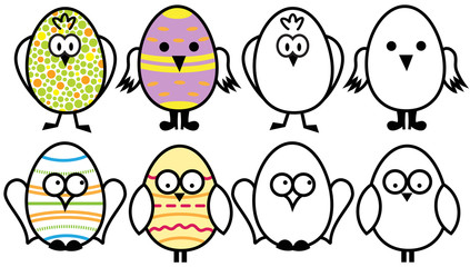 Set of easter egg birds