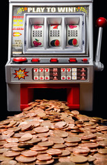 The slot machine spits out a lot of coins