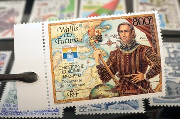 timbres - Poste aérienne - 800 francs - Wallis et Futuna - Christophe Colomb - 1492 / 1992 -...