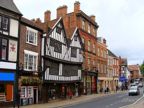 Typical English style architecture along a street in York