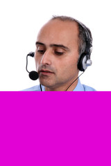 man in a business call center