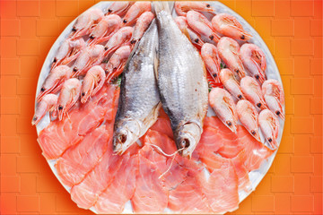 plate with fish meal