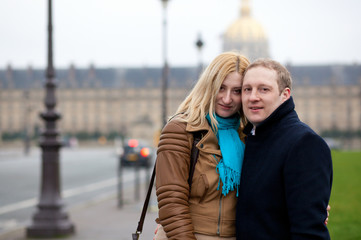 Happy couple in Paris, dating