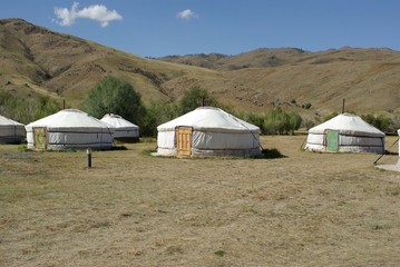 Camp de yourtes, Mongolie