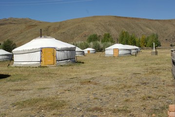 Camp de yourtes, Mongolie