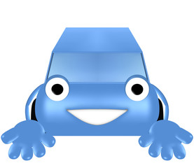 light blue happy  car - empty open hands