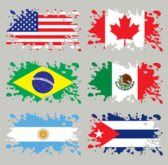 Splash flags set America