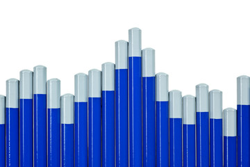 Chart formed by the blunt side of pencils isolated on white