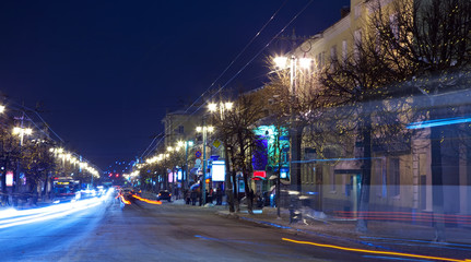 Vight view of wintry street