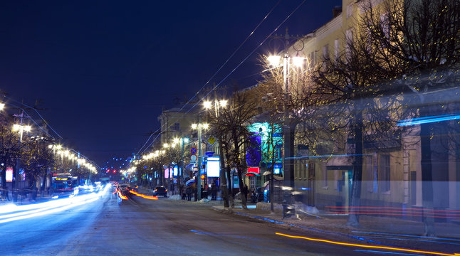 Vight view of wintry street