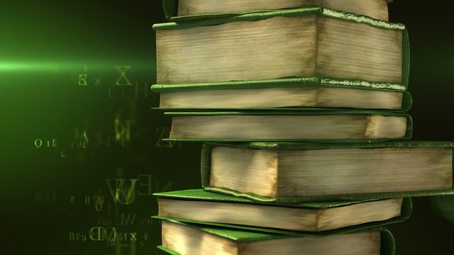 Diplom roll on books stack