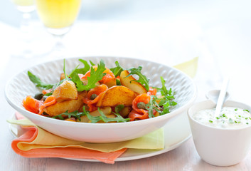 Potato salad with smoked salmon