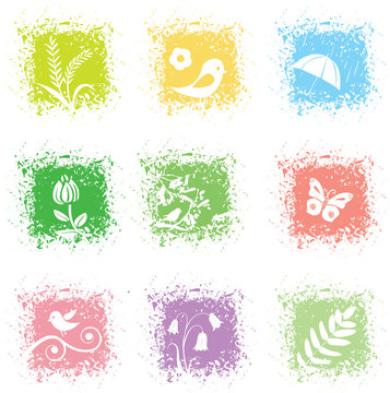 Set spring leaves icons