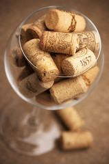 Wine corks in glass