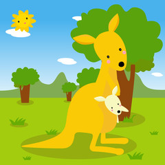 Obraz na płótnie Canvas kangaroo and its baby