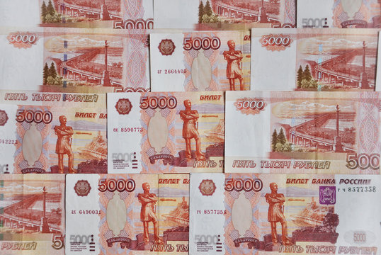 Background of Russian money, the five thousandth bills